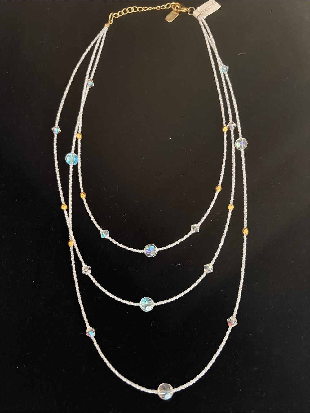 Crystal Beaded 3 strand necklace.